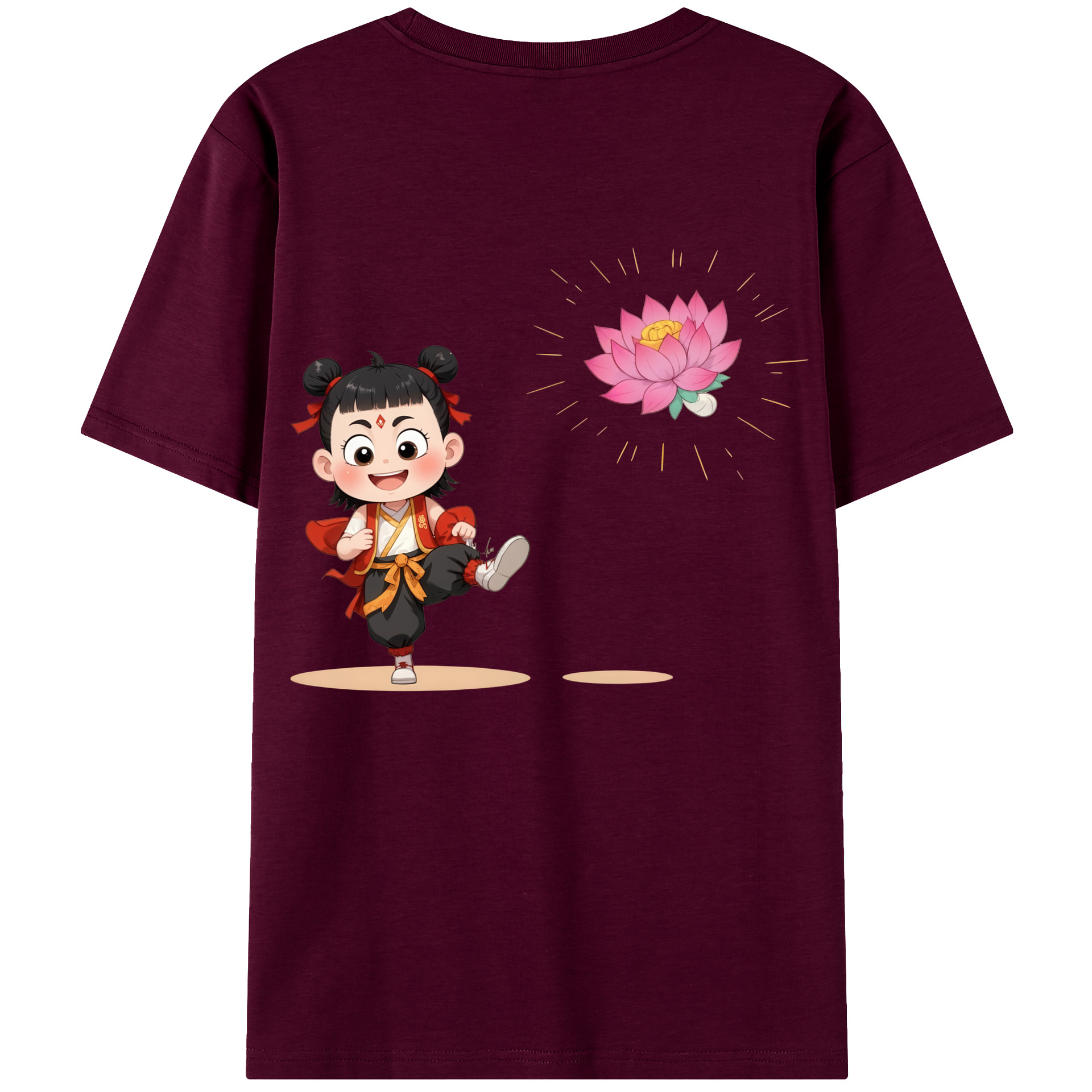 （画像用） Ne Zha 2 ナタ 魔童の大暴れ レディース半袖Tシャツ(バックプリント)
